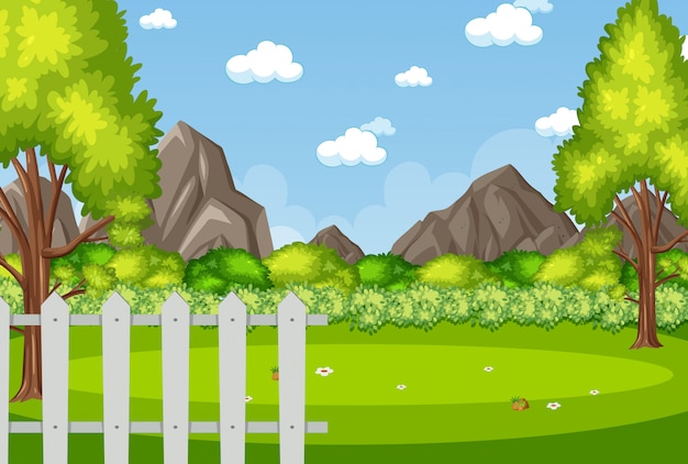 Vector background scene with green lawn in the park