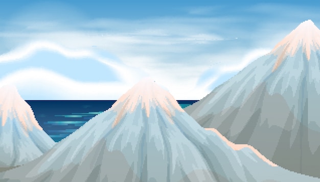 Vector background scene with ice on mountains