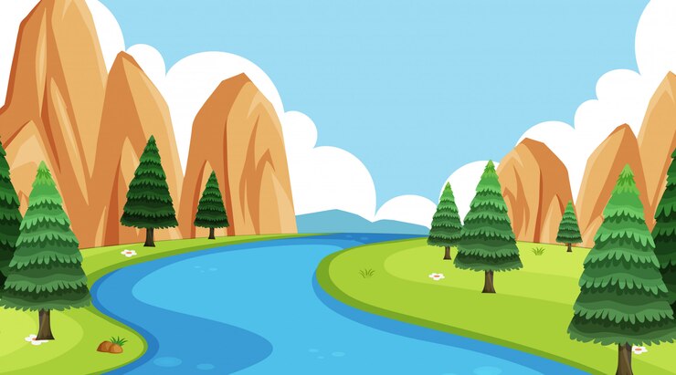 Vector background scene with many trees in the park