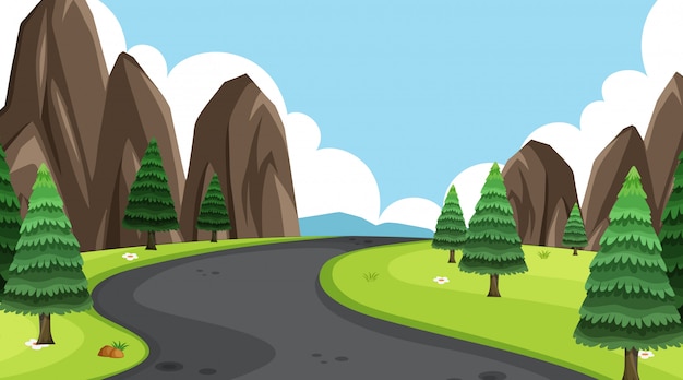 Vector background scene with many trees in the park