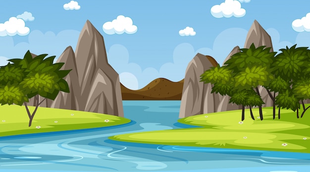 Vector background scene with many trees in the park