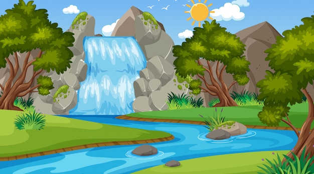 Vector background scene with many trees in the park