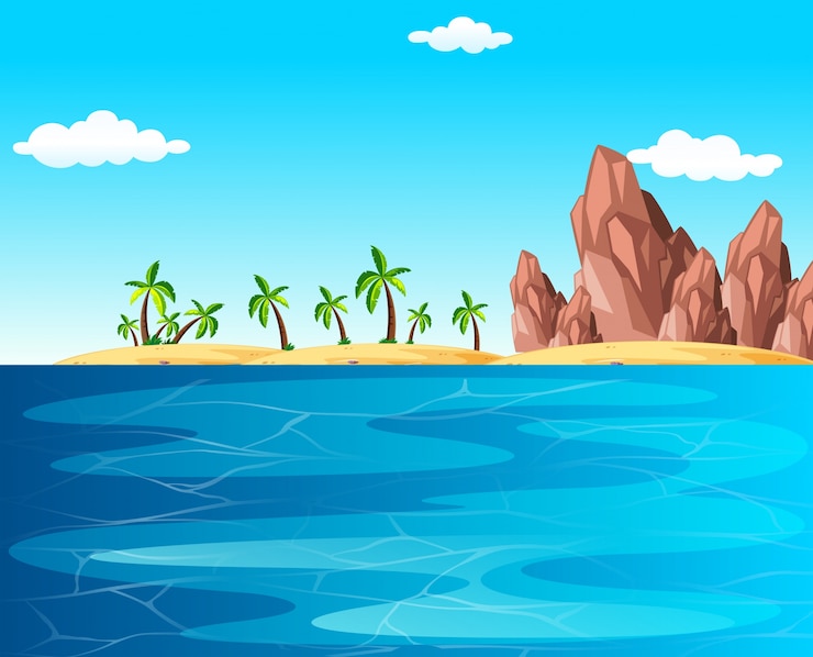 वेक्टर background scene with ocean and beach