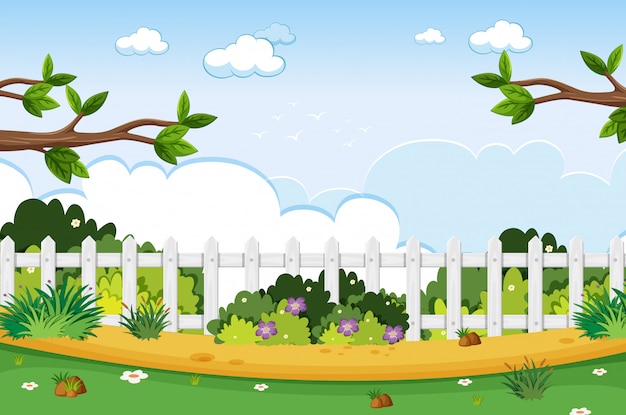 Vector background scene with trees in the park