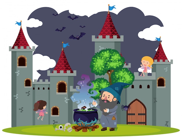 Background scene of wizard at the castle