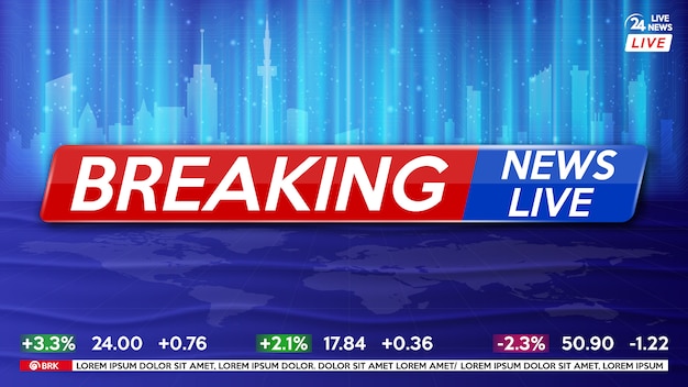 Vector background screen saver on breaking news. breaking news live.