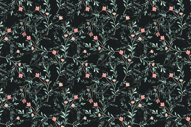 Sfondo seamless pattern natura vintage fiori floreali foglie in stile acquerello