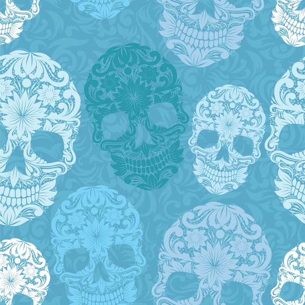 Background Skull With Ornamental