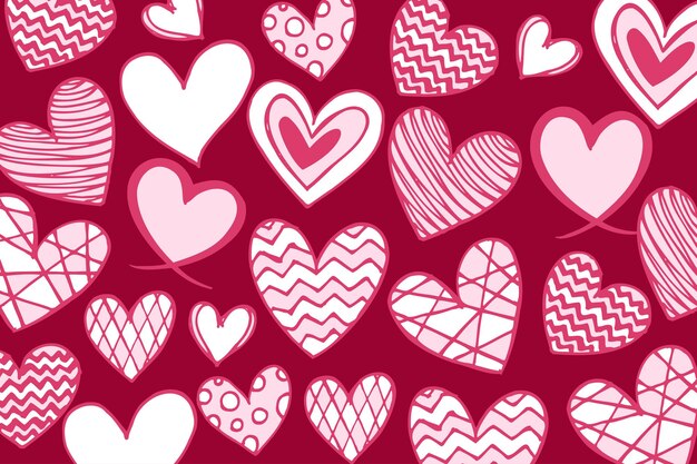 Фон из маленьких рисованных сердец на день святого валентина или другие праздники