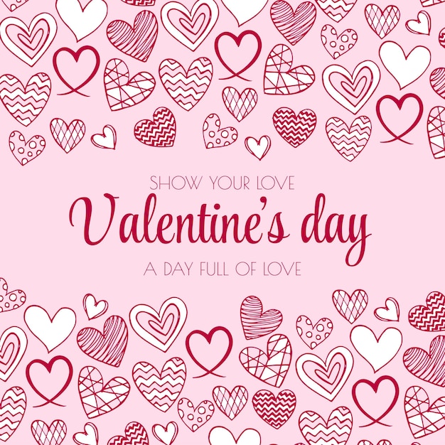 background of small hand drawn hearts for valentines day