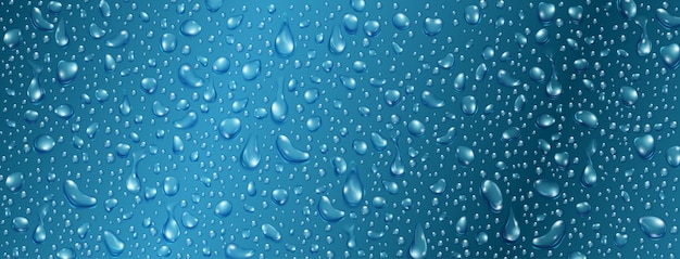 Vector background of small realistic water drops in light blue colors