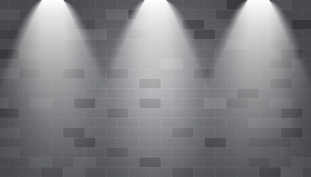 Background spotlight illuminated on a brick wall