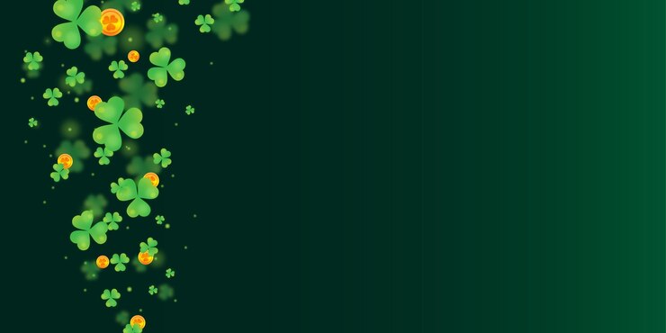 Vector the background of st. patrick's day with green shamrocks and lucky gold coins