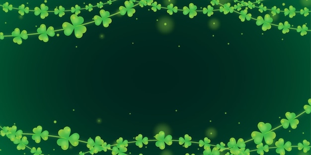 The Background of St. Patrick's Day with Green Shamrocks and Lucky Gold Coins