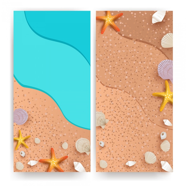 Vector background for summer. clams on the beach