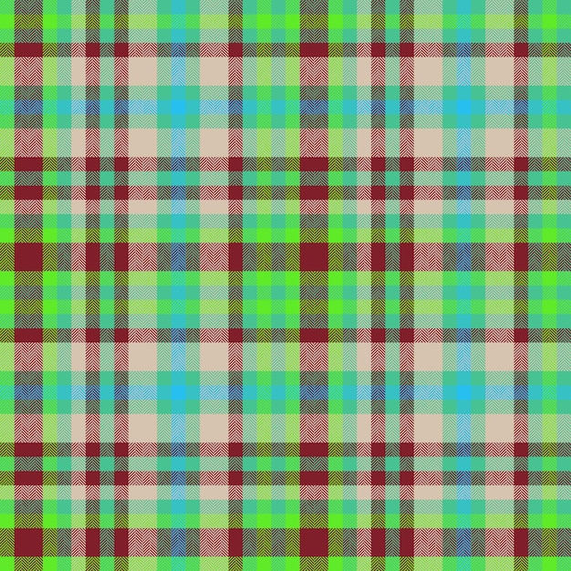 Background tartan texture of vector fabric textile with a seamless pattern plaid check in turquoise and red colors