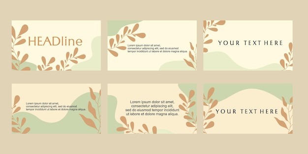 Background template set for powerpoint presentation. hand drawn flower desig.  use for presentation