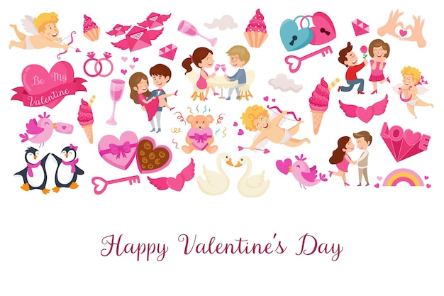 Background template for Valentine's Day celebration with design elements and text