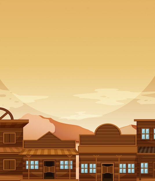 Vector background template with building in western cowboy