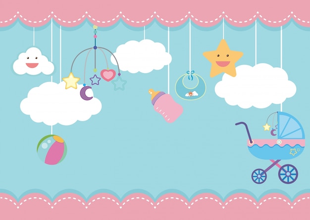 Vector background template with kid items