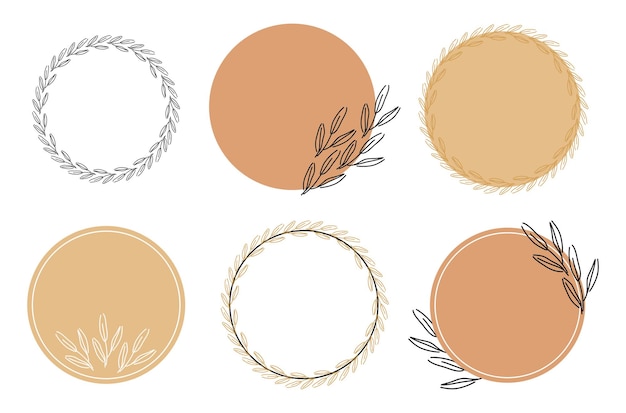 Vector background for text. sample. set of round frame with leaves. natural logo. vector graphics