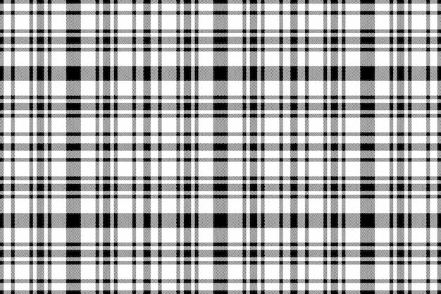 Background textile seamless of fabric texture vector with a tartan plaid check pattern in black and white colors