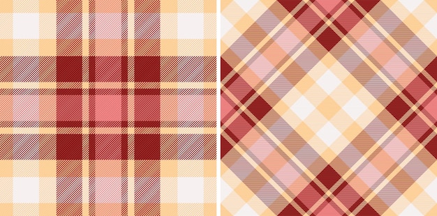 Background texture seamless of check tartan plaid with a vector pattern fabric textile set in food colors