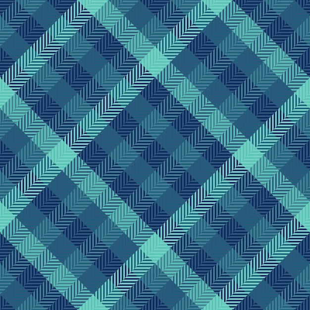 Texture di sfondo tessile del vettore di controllo senza soluzione di continuità con un tartan plaid in tessuto motivo nei colori blu e ciano