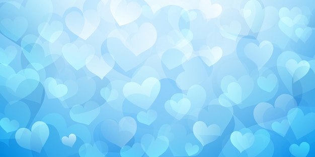 Background of translucent hearts in light blue colors Valentine's day illustration