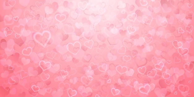 Background of translucent small hearts in pink colors. Valentine's day illustration