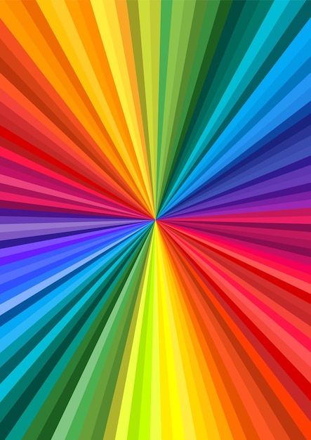 Background of vivid rainbow colored swirl twisting towards center. Paper A4 size Vector illustration