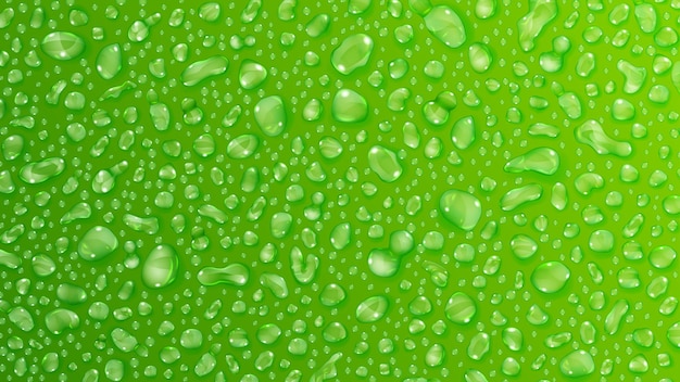 Vector background of water drops on the some surface in green colors