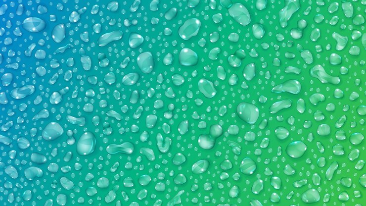 Vector background of water drops on the some surface in turquoise colors