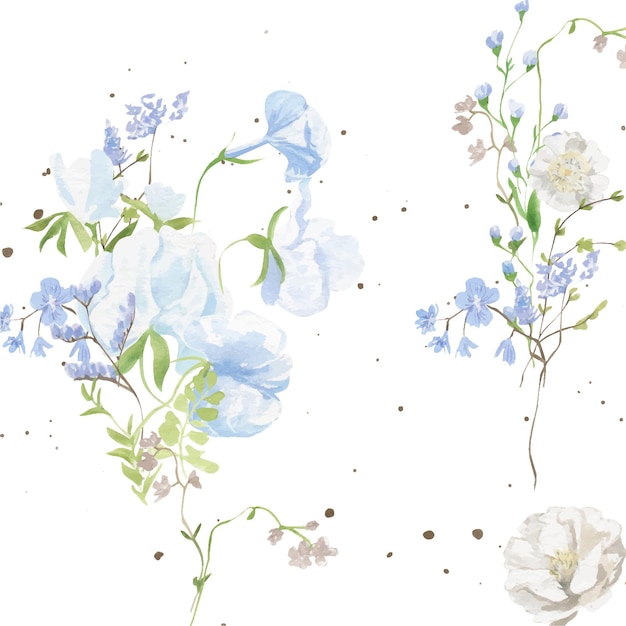 Vector background of watercolor flowers