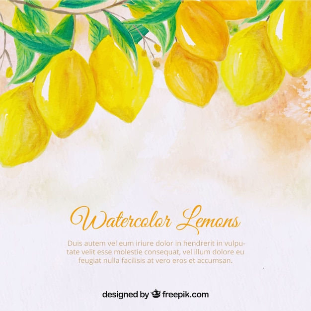 Background of watercolor lemons