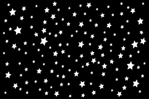 Vector background of white stars on a black background.