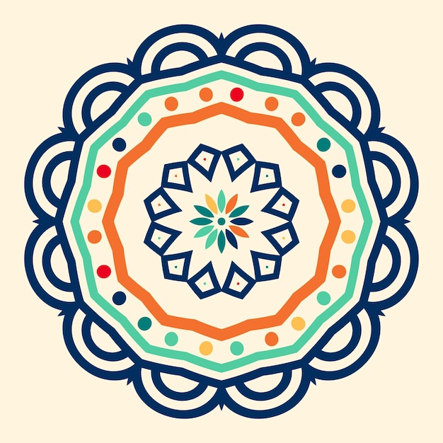 A background with a blue and orange design that says background colorful mandala in flat style