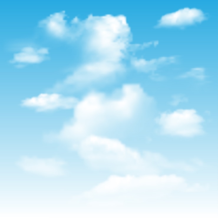 Vector background with blue sky and clouds.