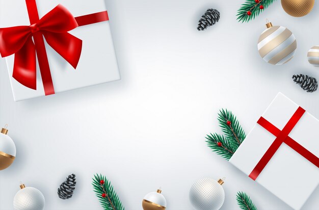 Background with Border of Realistic Looking Christmas Tree Branches and Season Wishes. 