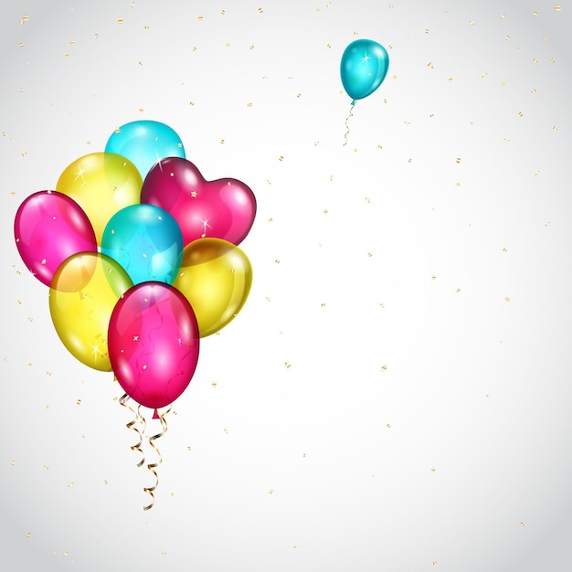 Vector background with bunch of colored balloons and single balloon