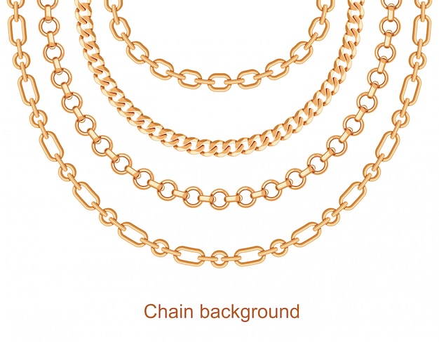 Background with chains golden metallic necklace