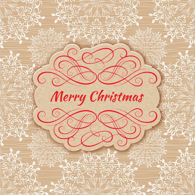 Background with Christmas Label. Greeting Card. Vector illustration