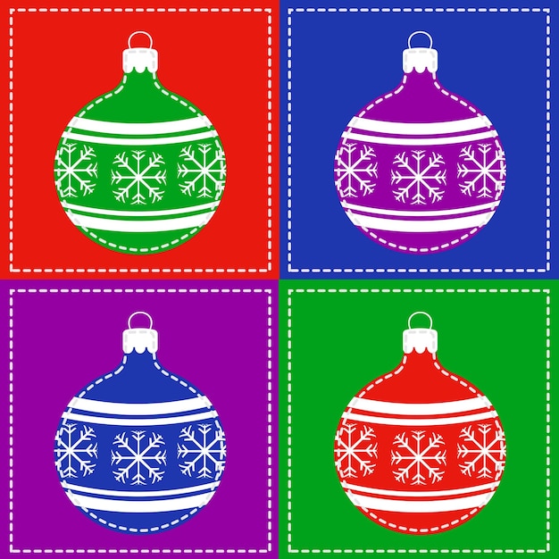 Background with christmas tree balls in the patchwork style