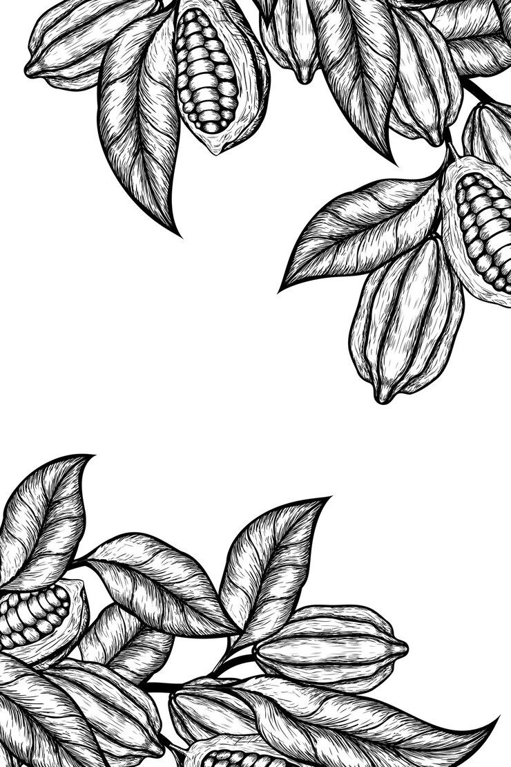 Vector background with cocoa hand drawn in vintage style