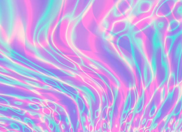 Background with colorful chromatic waves liquid hologram foil pattern