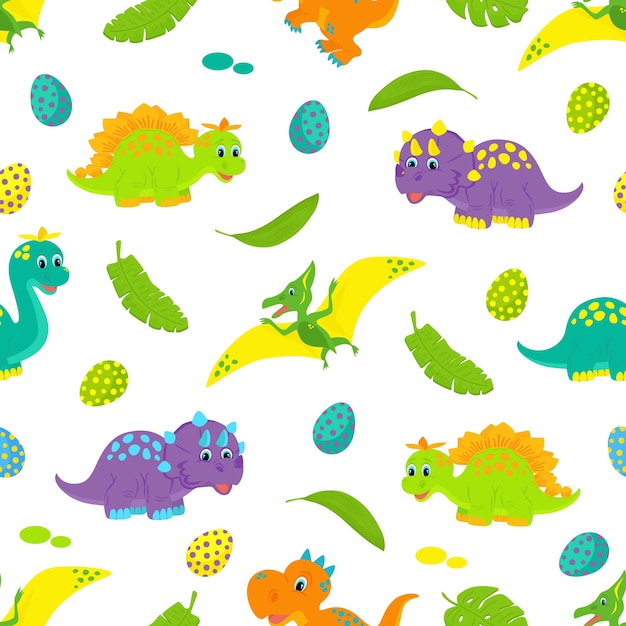 Background with colorful dinosaurs cubs