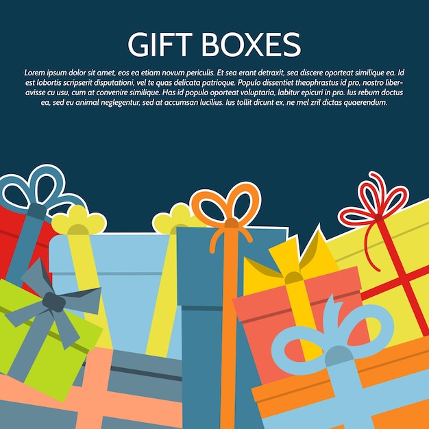 Background with a colorful gift boxes. Vector illustration.