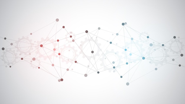 Vettore sfondo con punti e linee di collegamento
