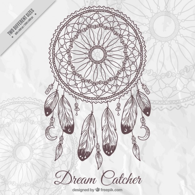 Vector background with a decorative hand drawn dream catcher