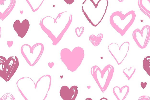 Vector background with different colored hearts for valentines day seamless pattern